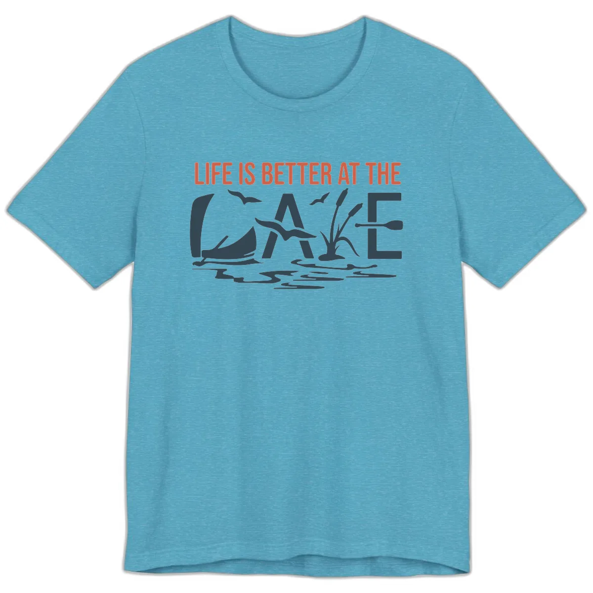Life Is Better At The Lake Design Premium T-Shirt in Heather Aqua