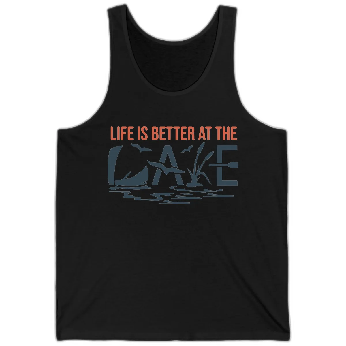 Life Is Better At The Lake Design Tank in Black