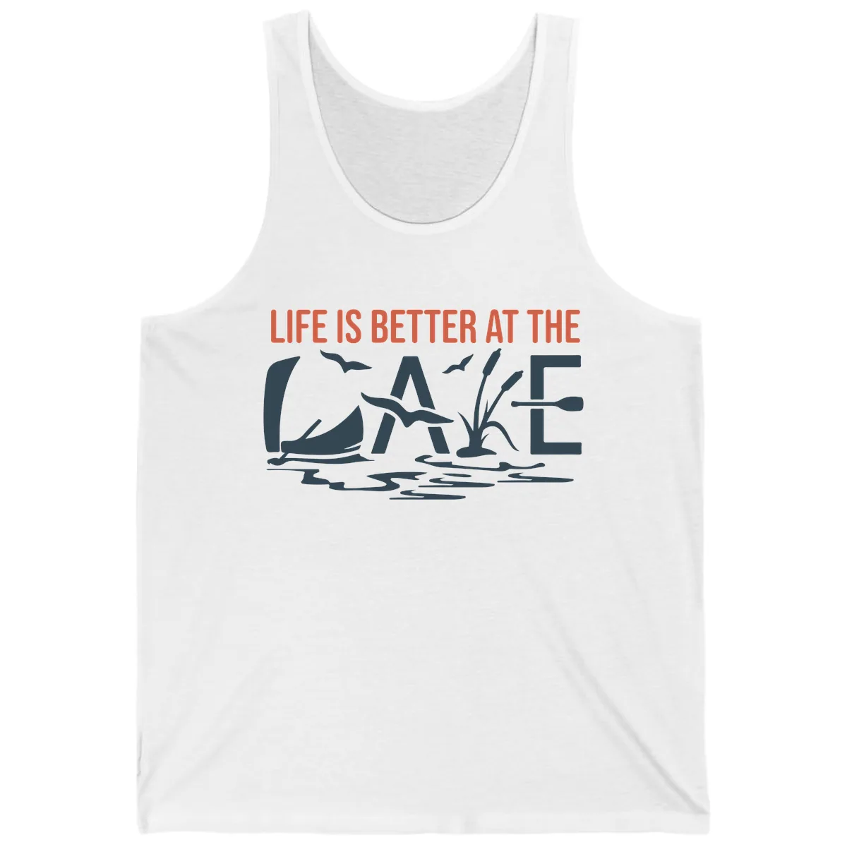 Life Is Better At The Lake Design Tank in White