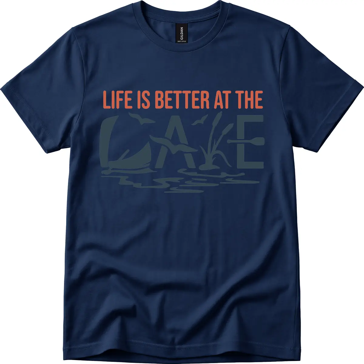 Life Is Better At The Lake Design T-Shirt in Navy