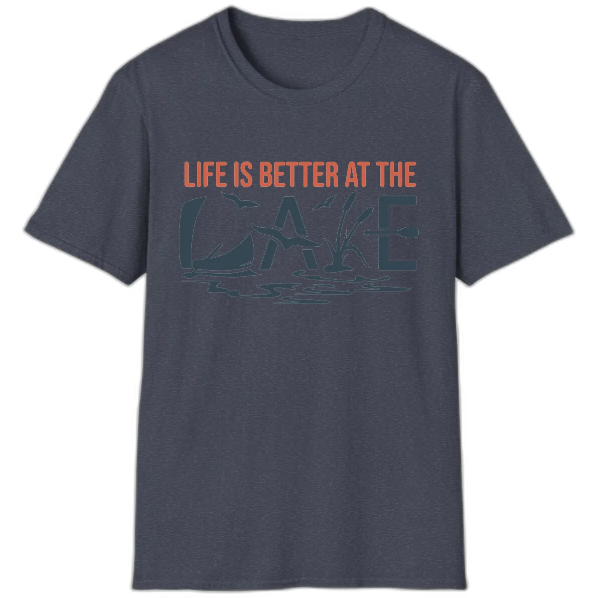 Life Is Better At The Lake Design T-Shirt in Heather Navy