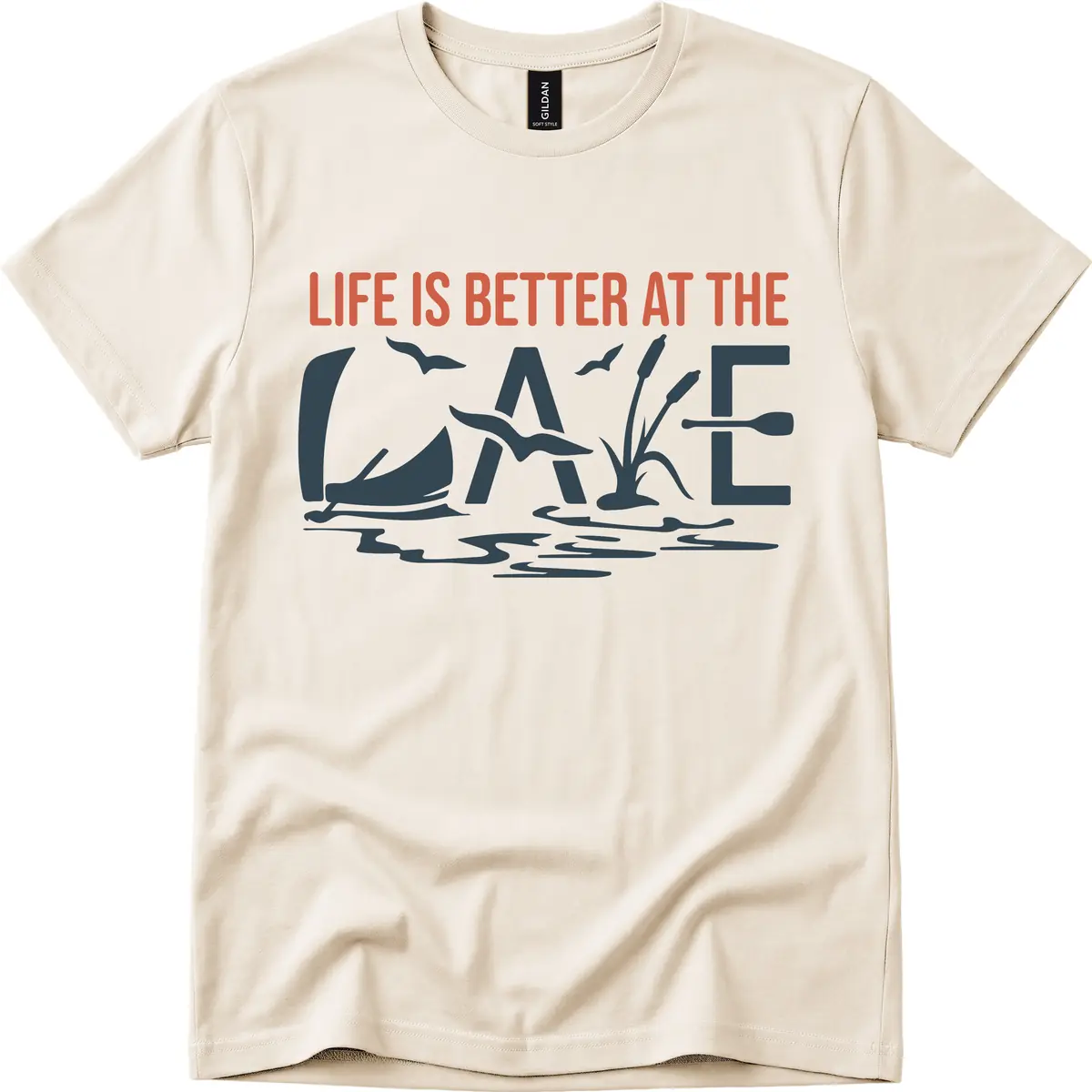 Life Is Better At The Lake Design T-Shirt in Natural