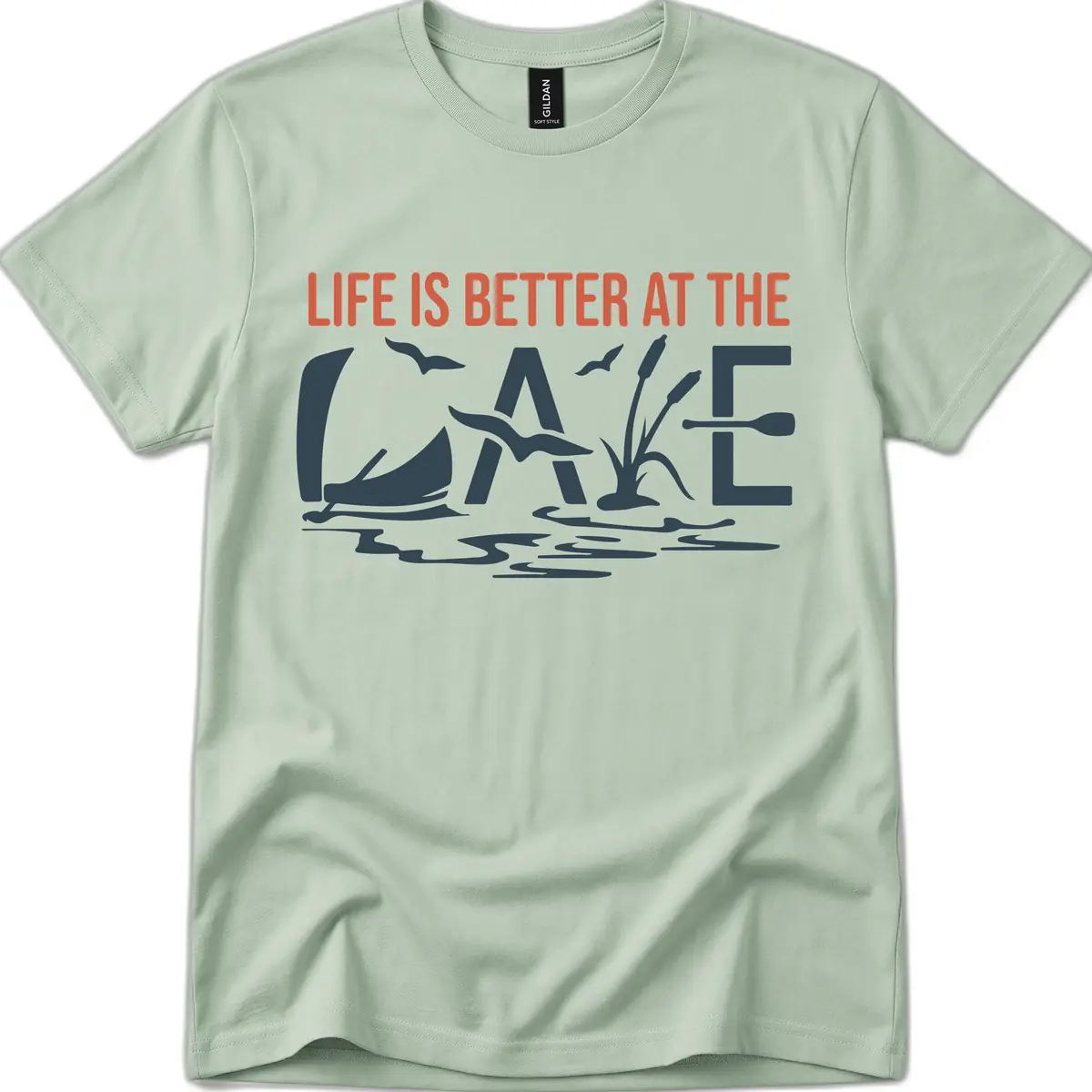 Life Is Better At The Lake Design T-Shirt in Sage