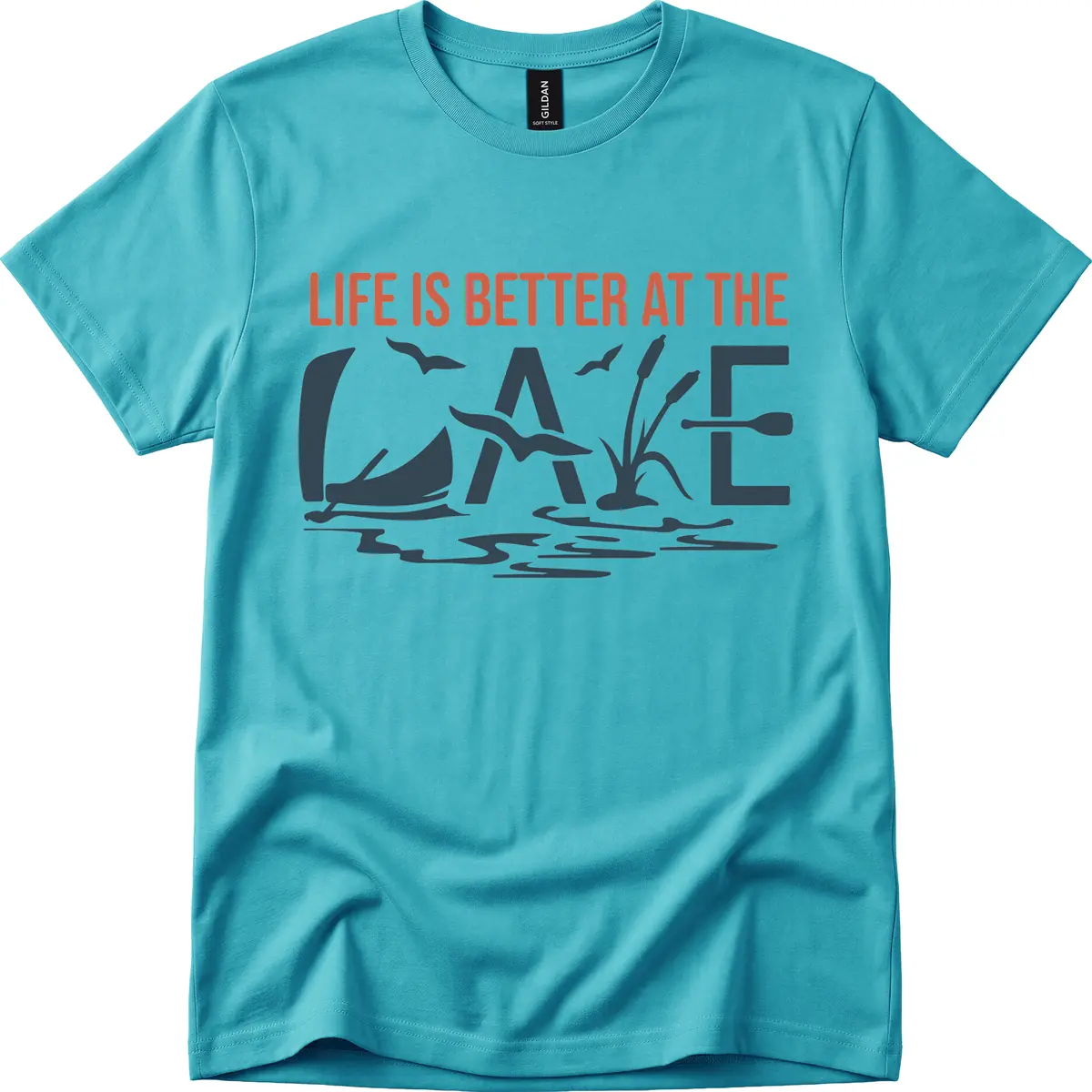 Life Is Better At The Lake Design T-Shirt in Tropical Blue