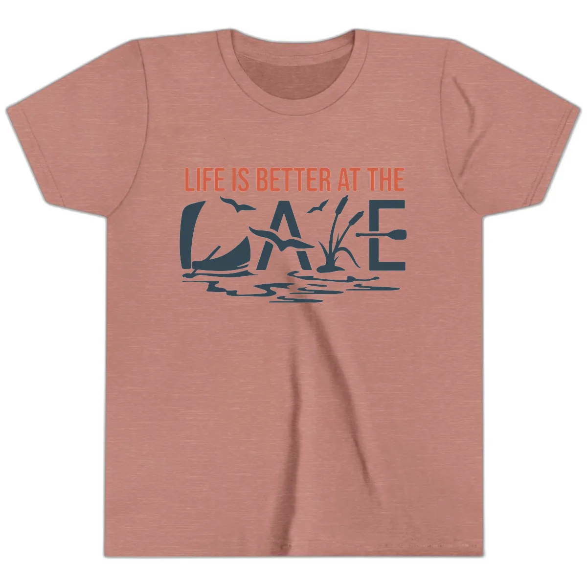 Life Is Better At The Lake Design Youth T-Shirt in Heather Mauve