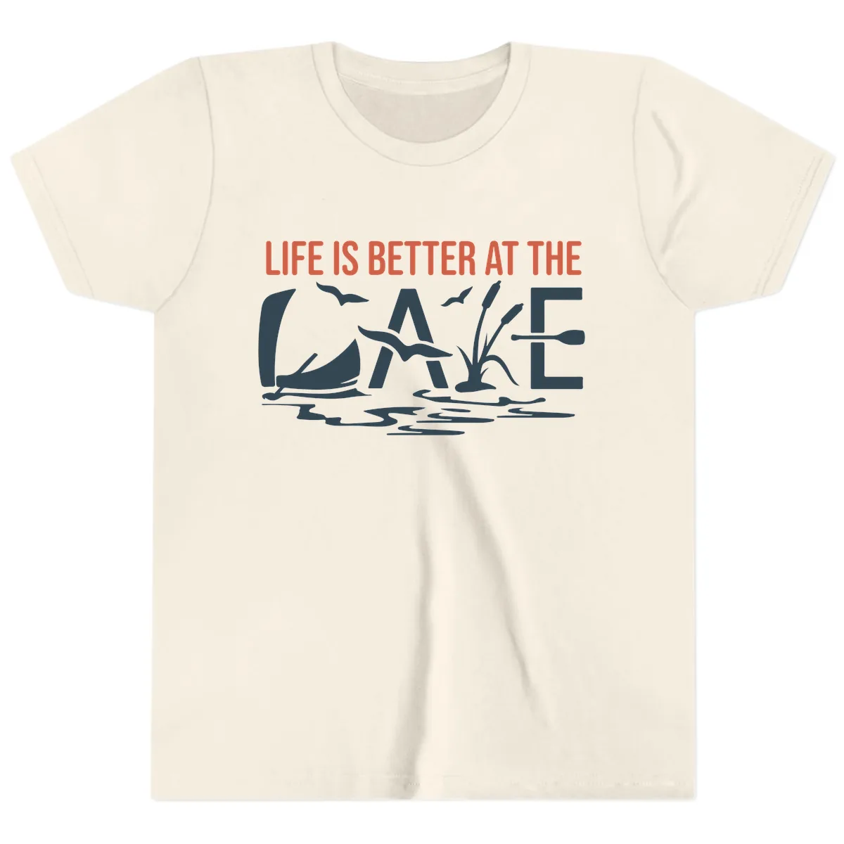 Life Is Better At The Lake Design Youth T-Shirt in Natural