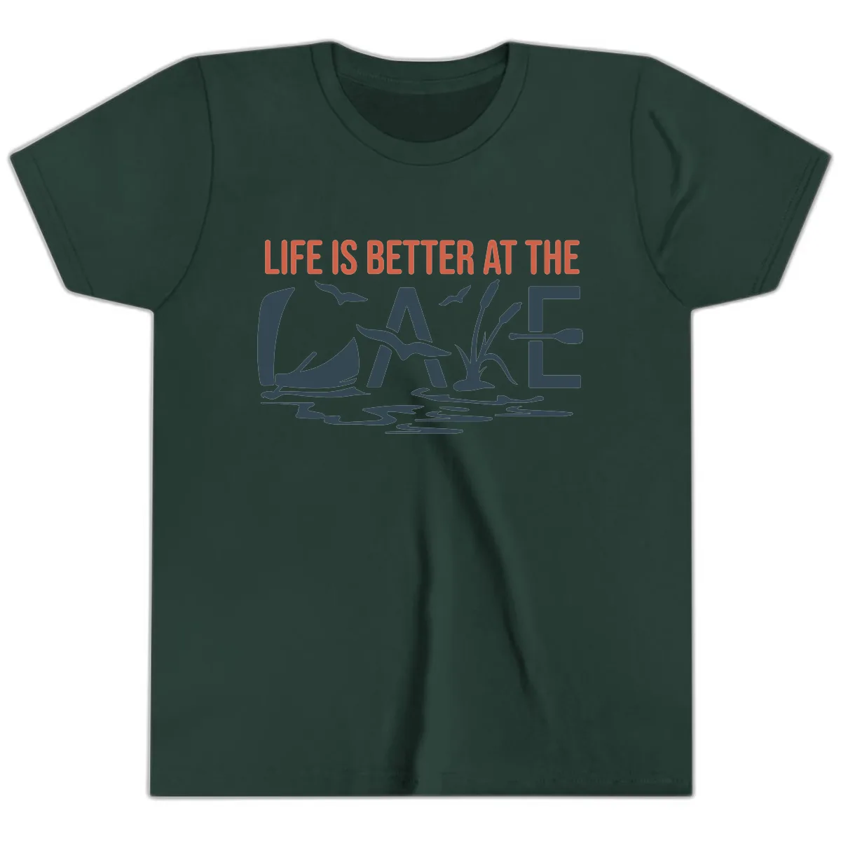 Life Is Better At The Lake Design Youth T-Shirt in Forest