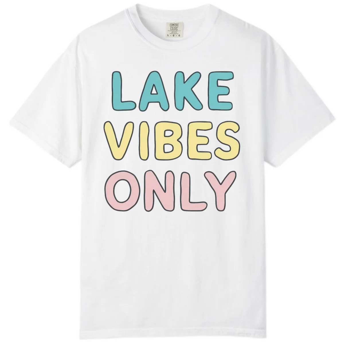 Lake Vibes Only Typography Comfort Color in White