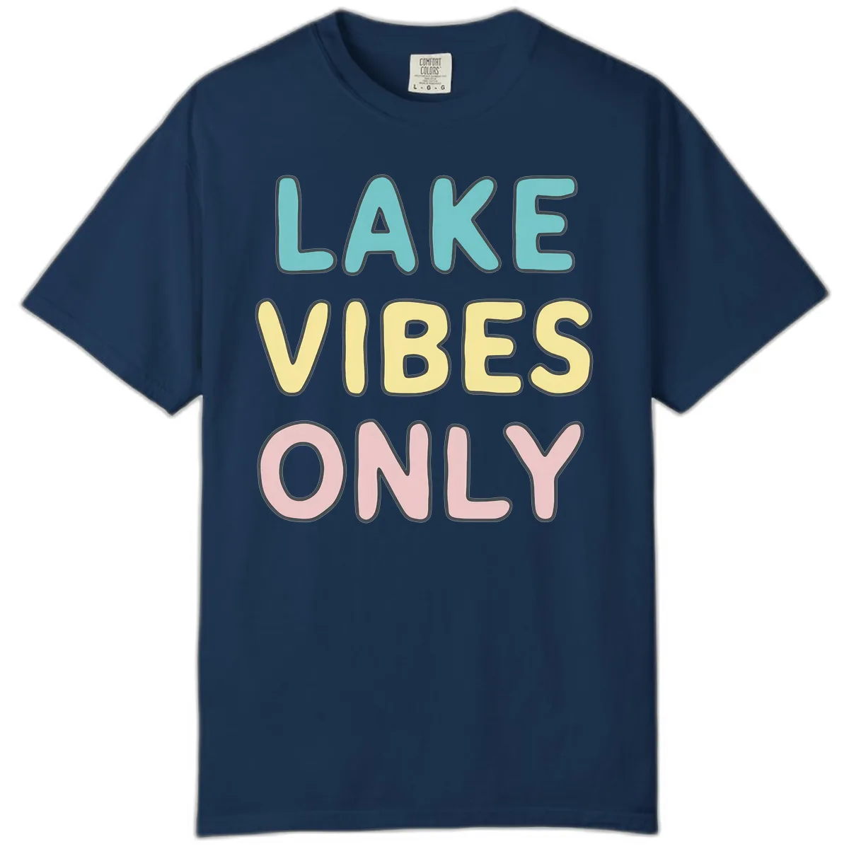 Lake Vibes Only Typography Comfort Color in Navy