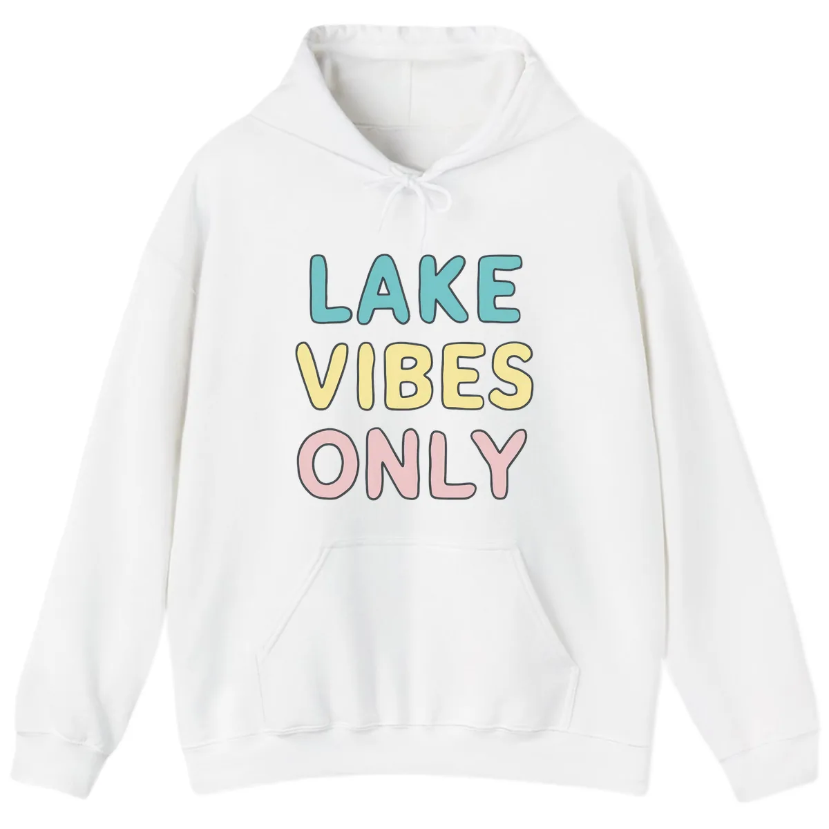Lake Vibes Only Typography Hoodie in White