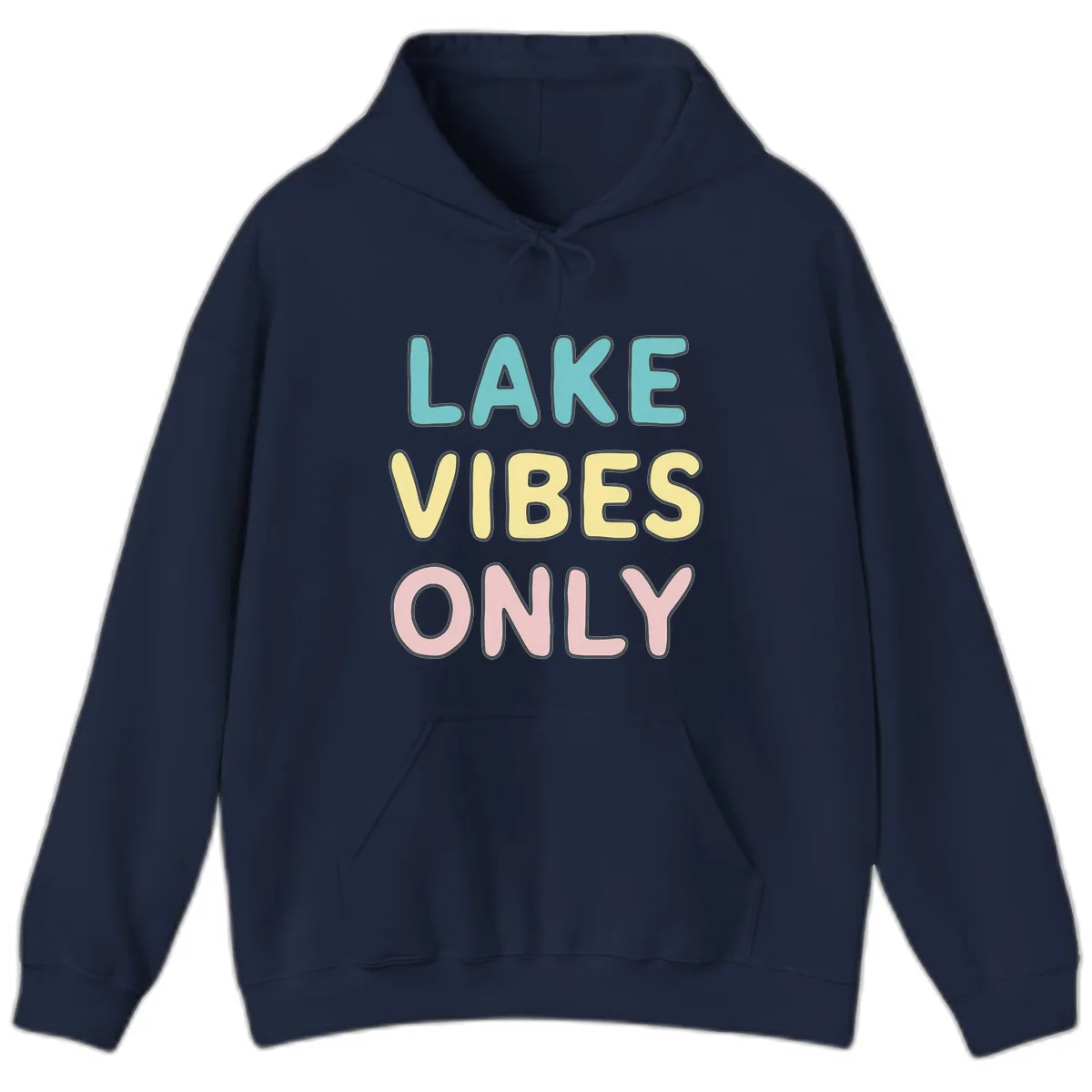 Lake Vibes Only Typography Hoodie in Navy