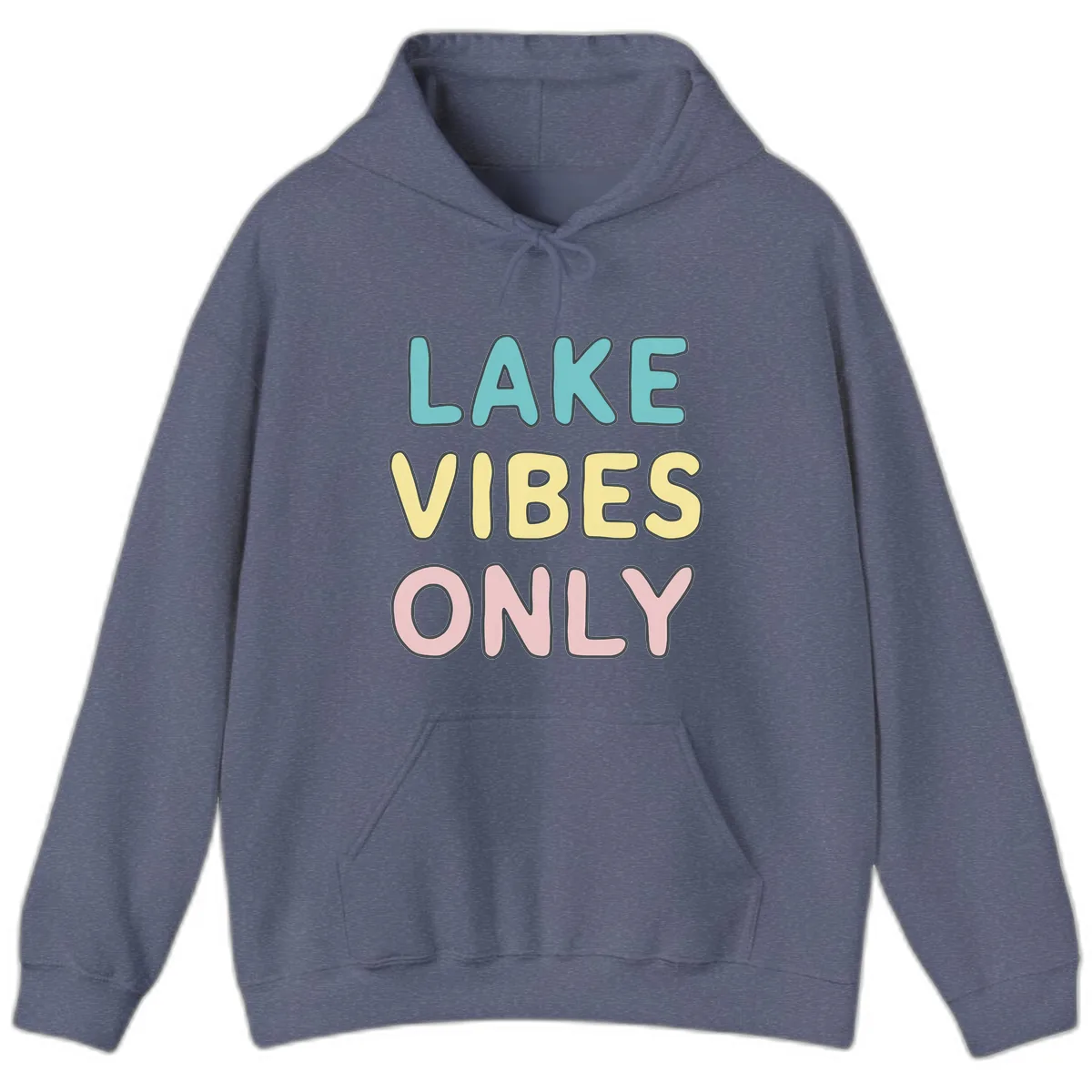 Lake Vibes Only Typography Hoodie in Heather Navy