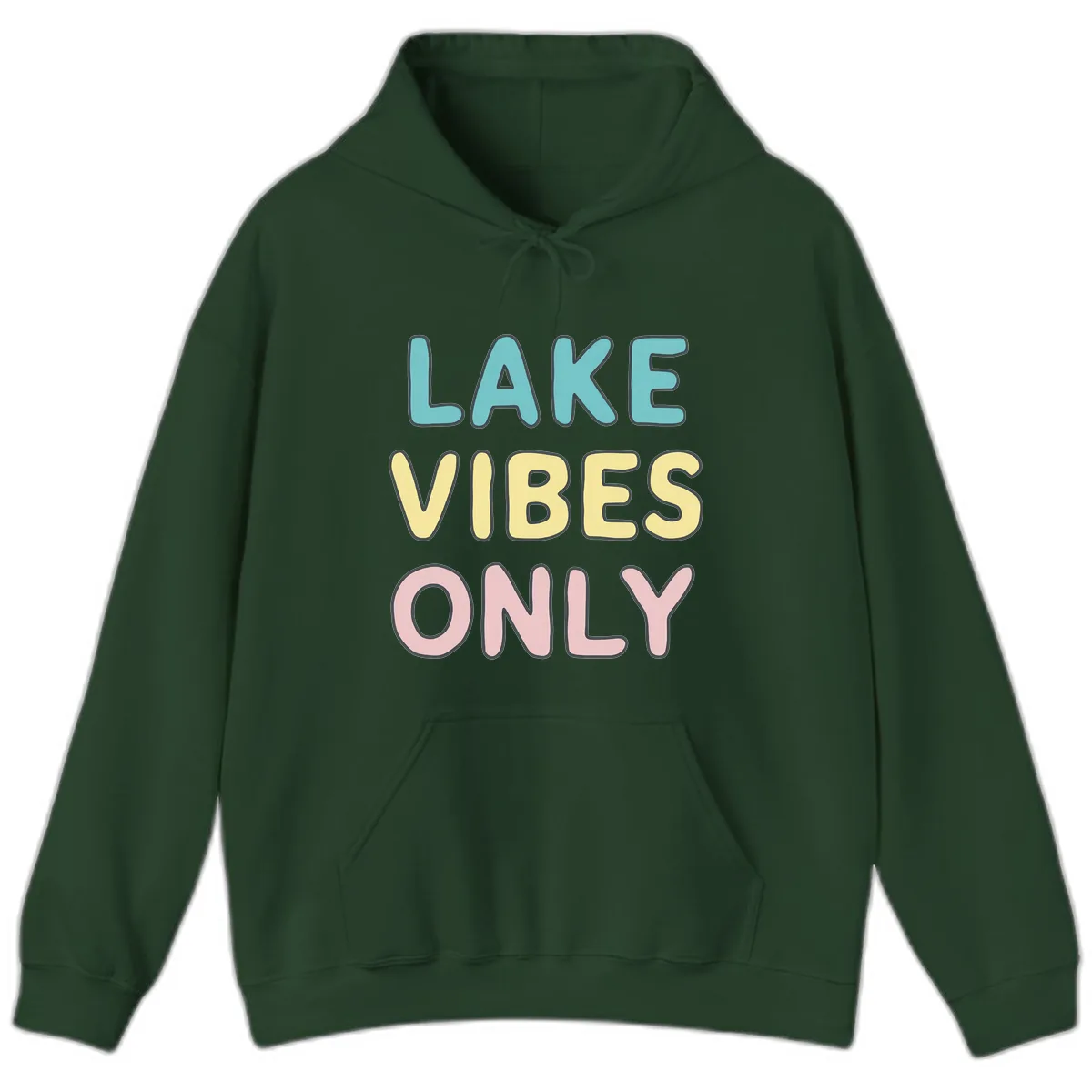 Lake Vibes Only Typography Hoodie in Forest Green