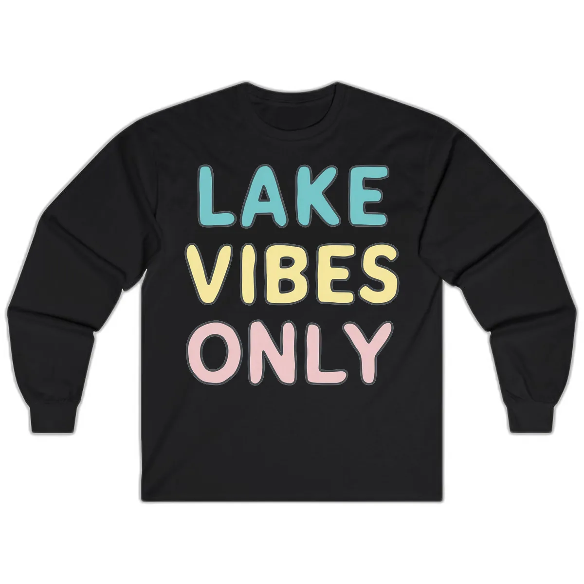 Lake Vibes Only Typography Long Sleeve in Black