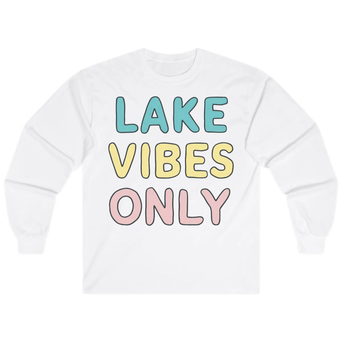 Lake Vibes Only Typography Long Sleeve in White