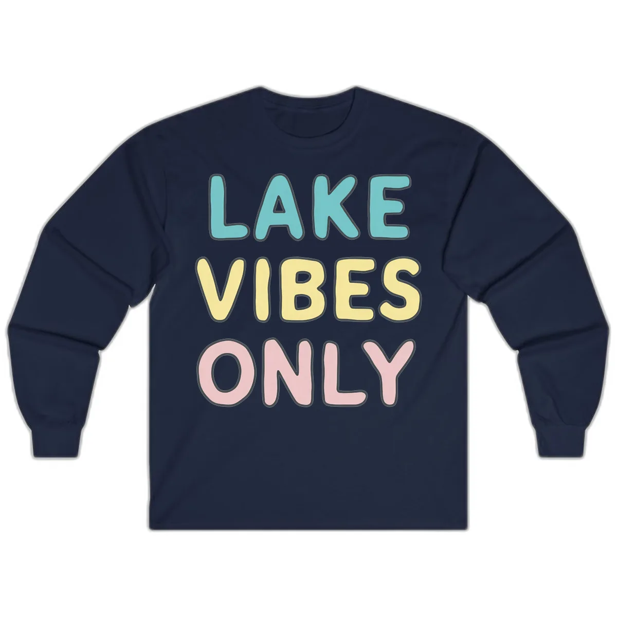Lake Vibes Only Typography Long Sleeve in Navy