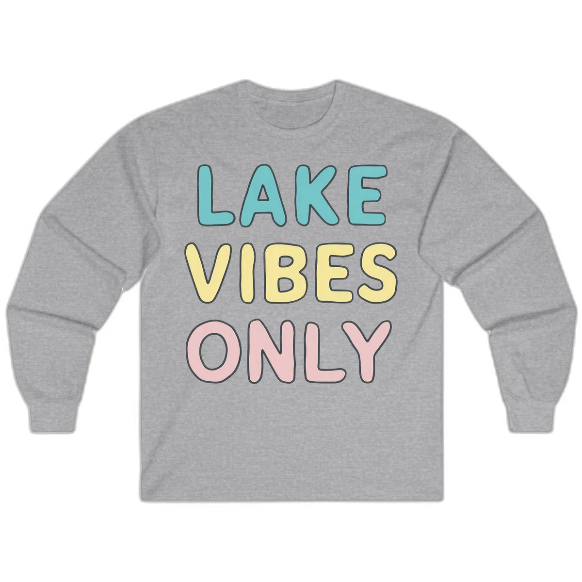 Lake Vibes Only Typography Long Sleeve in Sport Grey