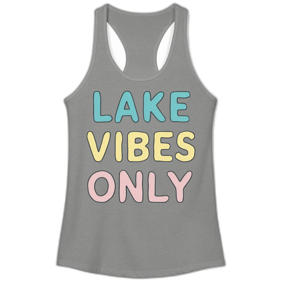 Lake Vibes Only Typography Ladies Tank in Heather Grey