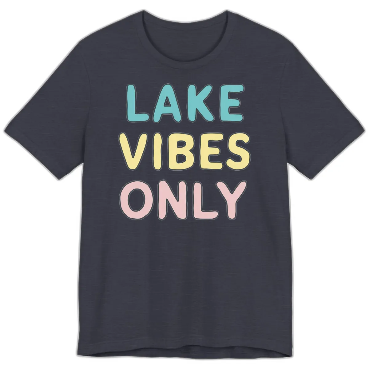 Lake Vibes Only Typography Premium T-Shirt in Heather Midnight Navy