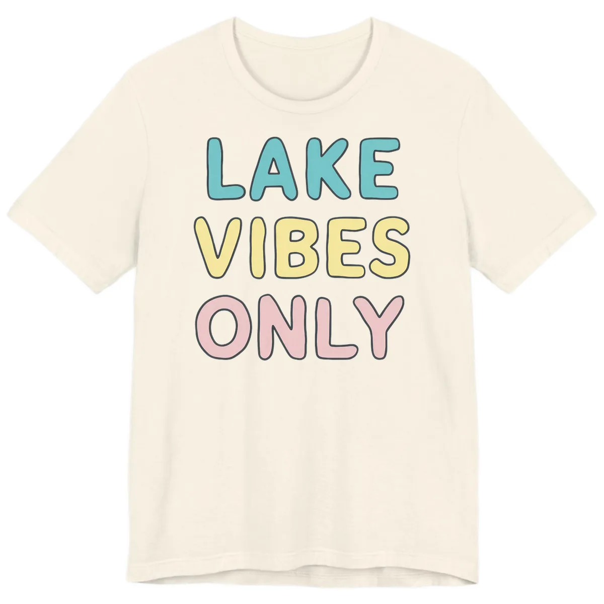 Lake Vibes Only Typography Premium T-Shirt in Natural