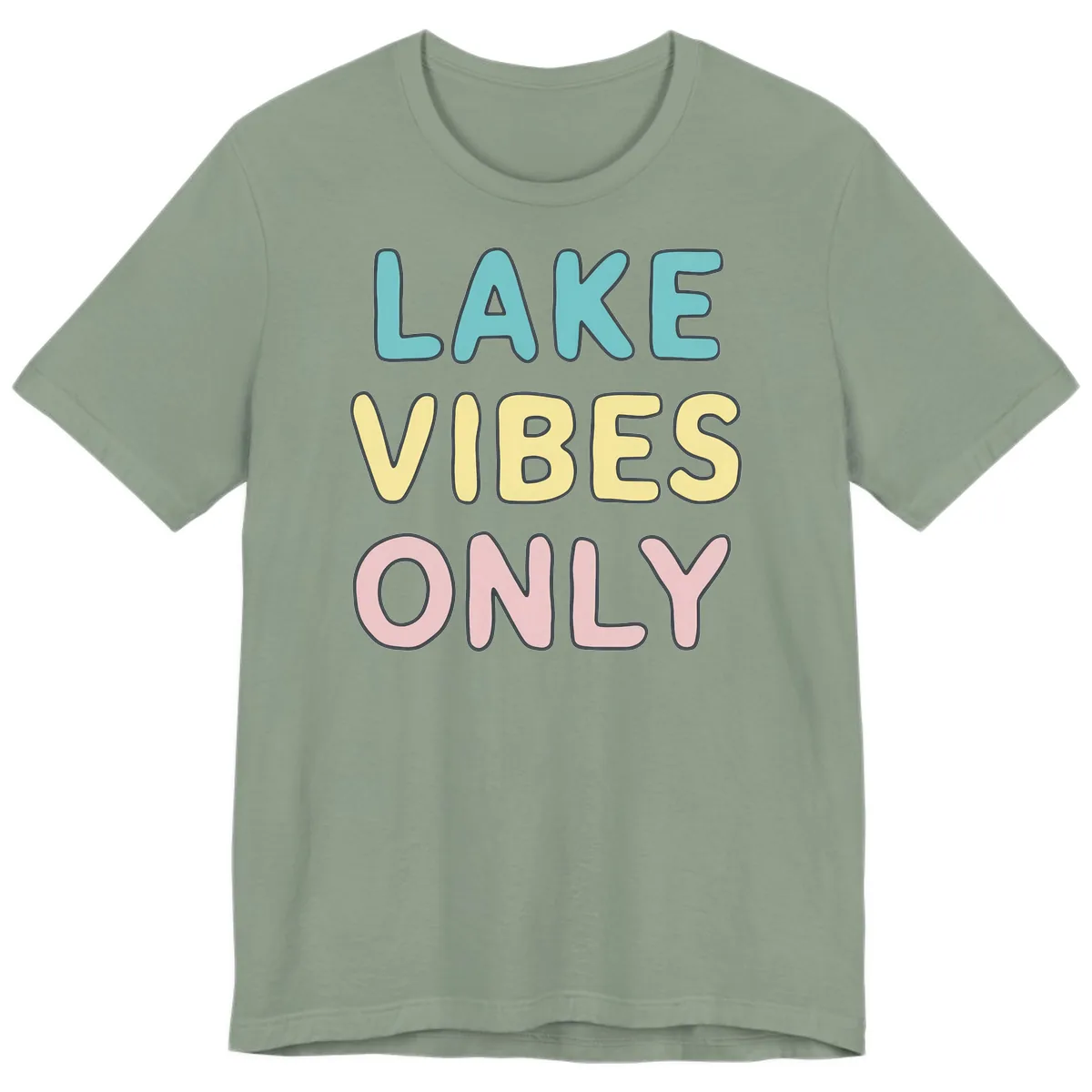 Lake Vibes Only Typography Premium T-Shirt in Sage