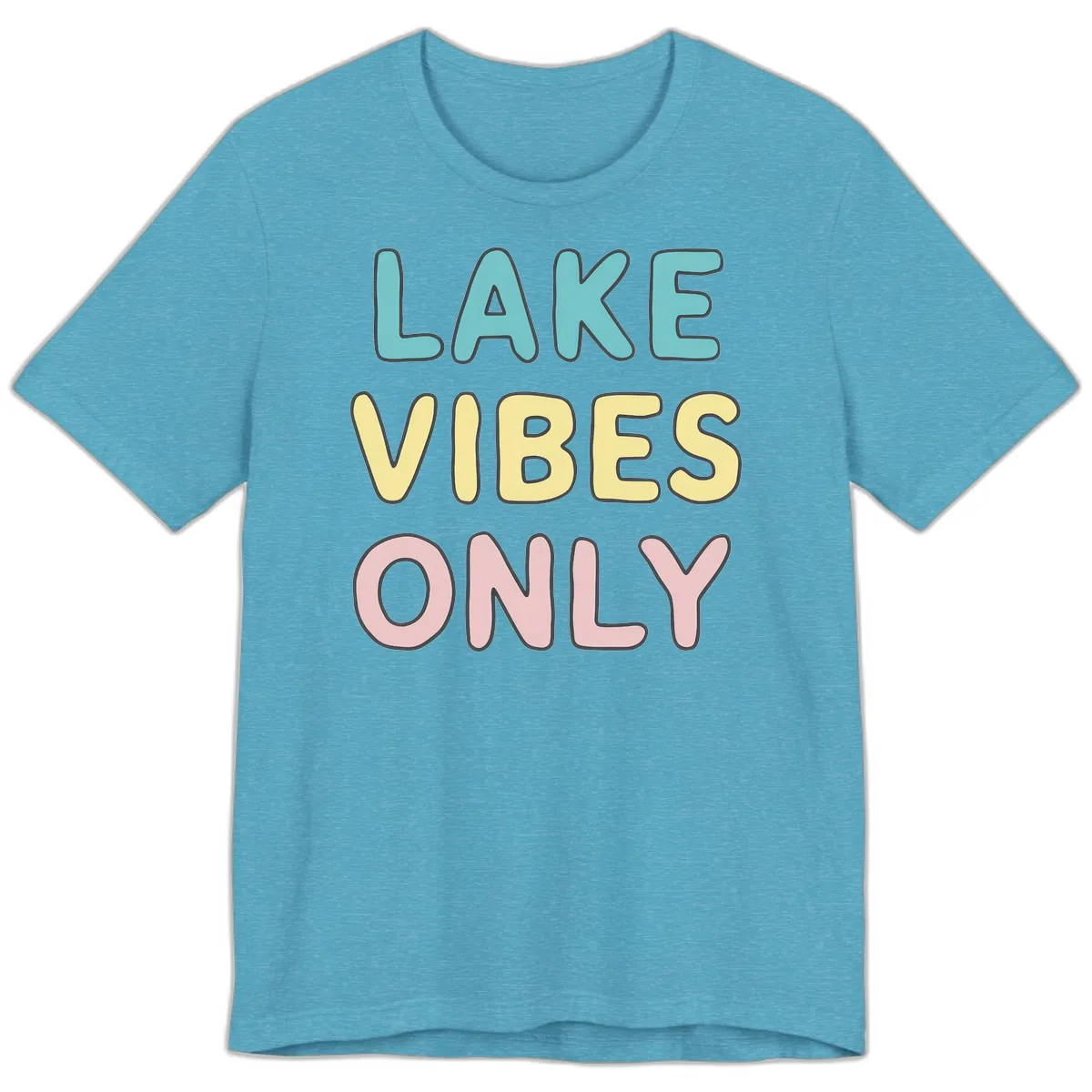 Lake Vibes Only Typography Premium T-Shirt in Heather Aqua