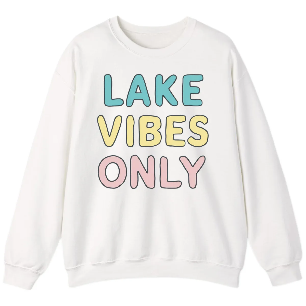 Lake Vibes Only Typography Sweatshirt in White