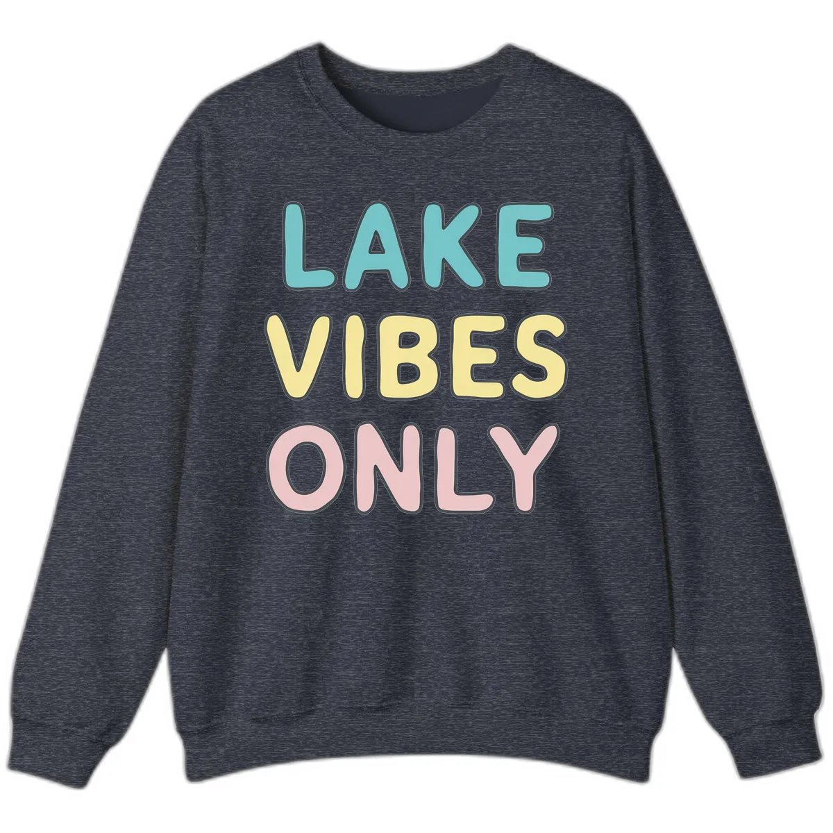 Lake Vibes Only Typography Sweatshirt in Heather Sport Dark Navy