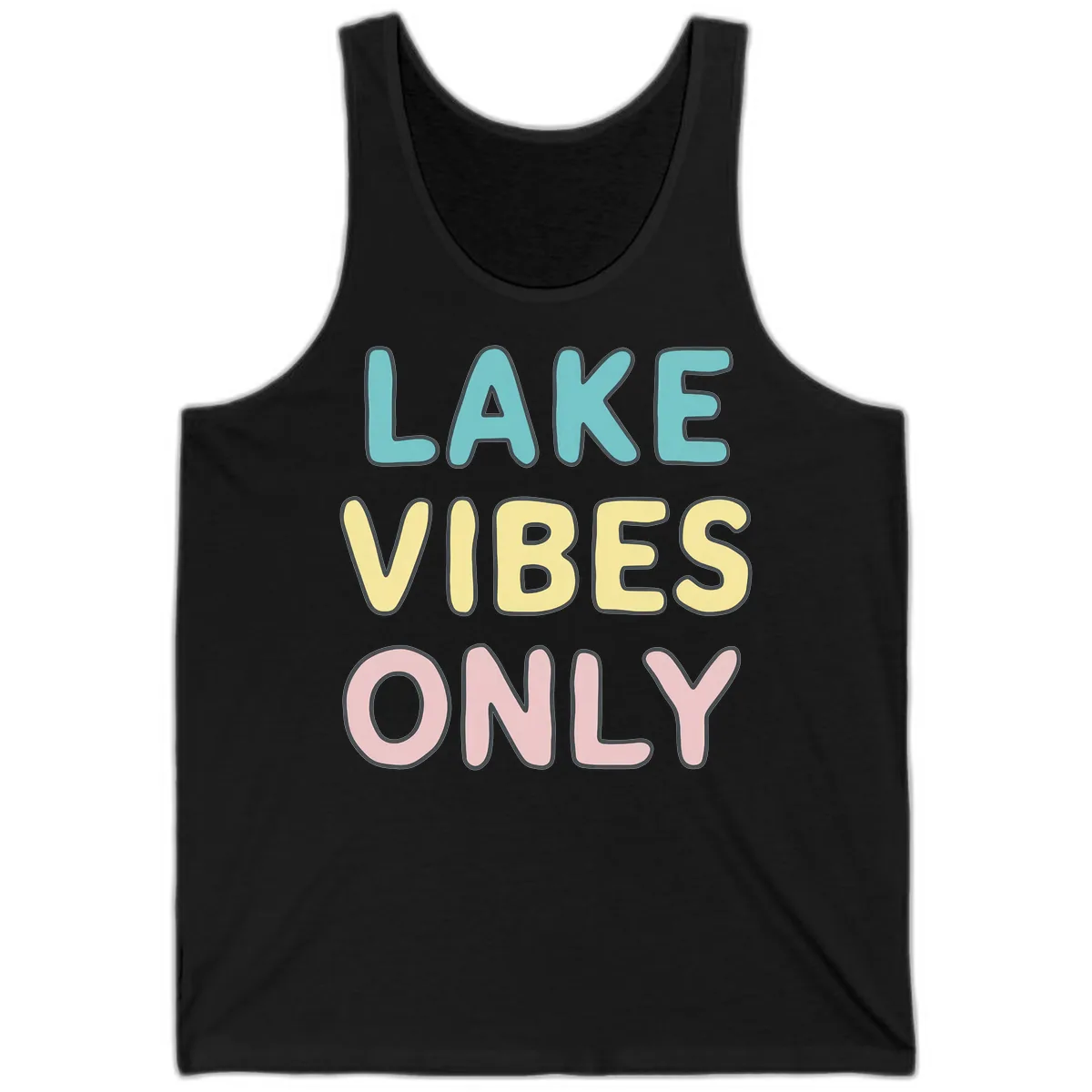 Lake Vibes Only Typography Tank in Black
