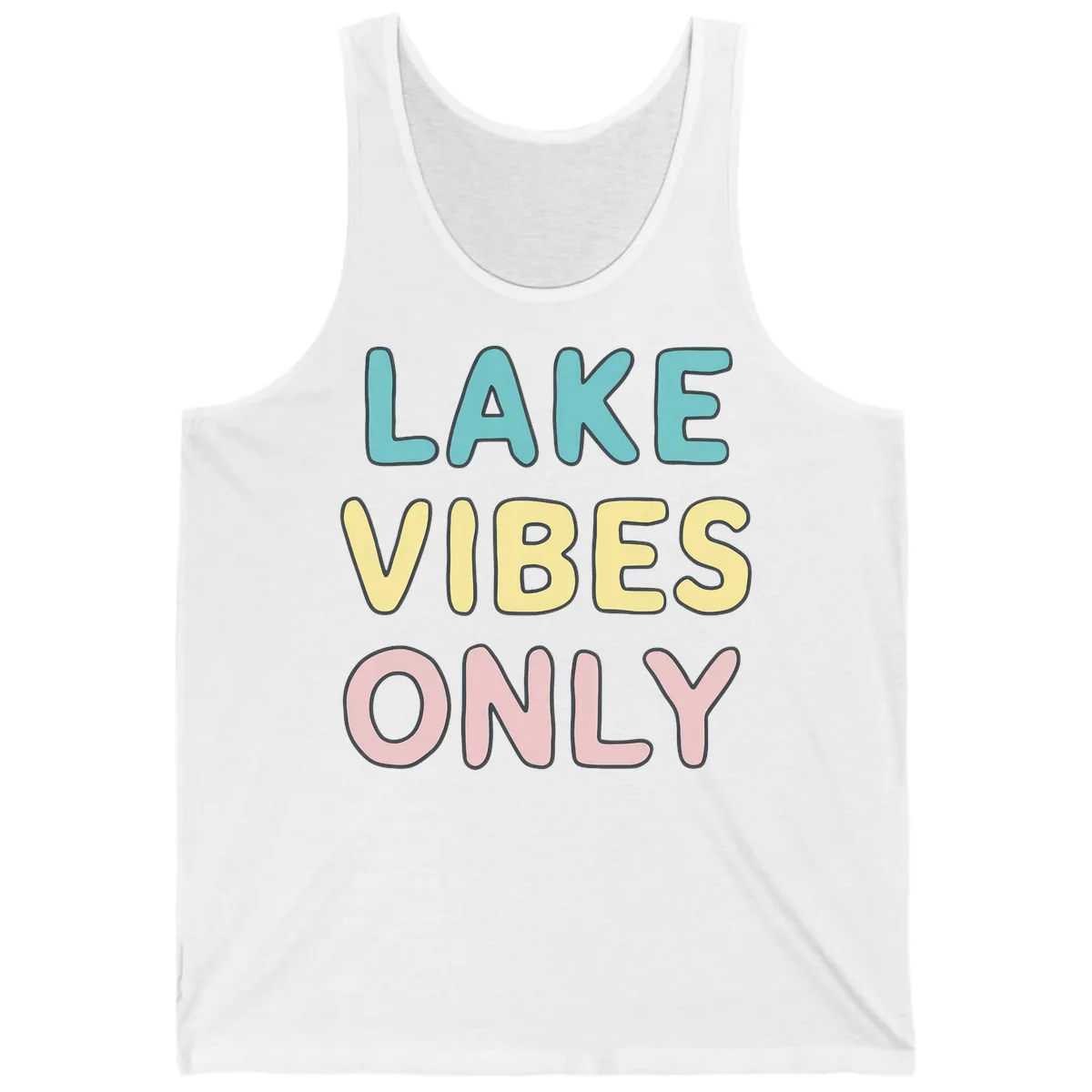 Lake Vibes Only Typography Tank in White