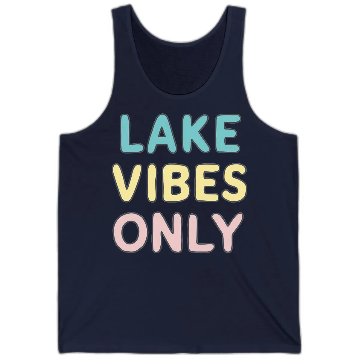 Lake Vibes Only Typography Tank in Navy