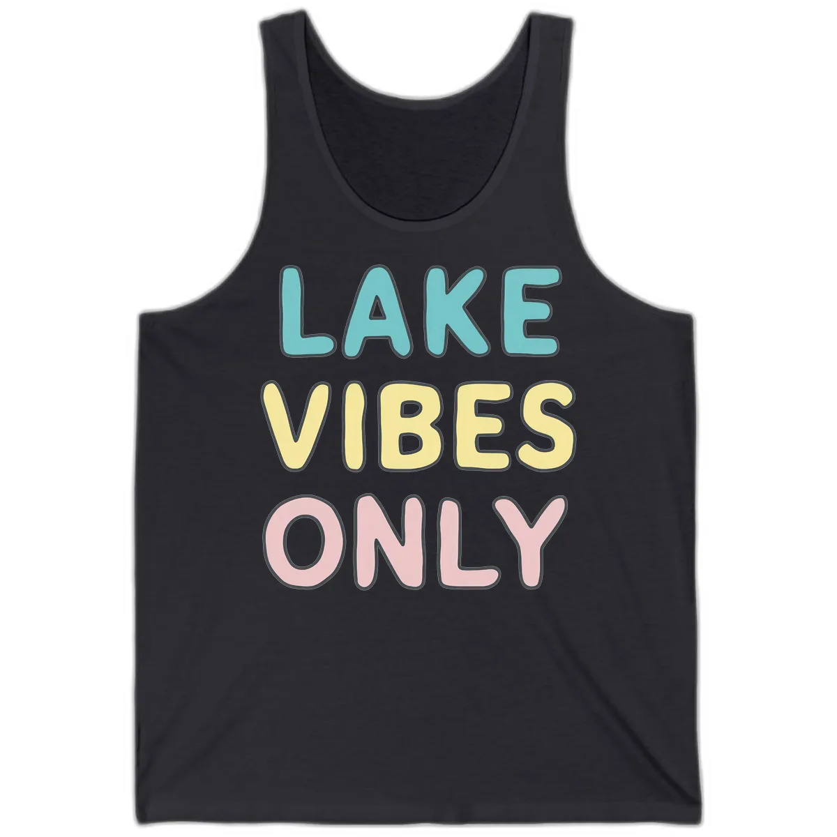 Lake Vibes Only Typography Tank in Dark Grey