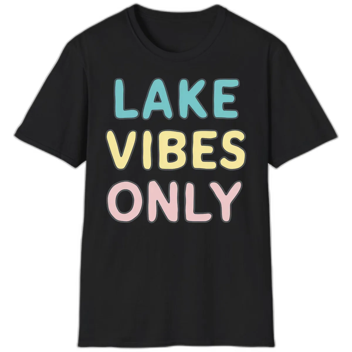 Lake Vibes Only Typography T-Shirt in Black