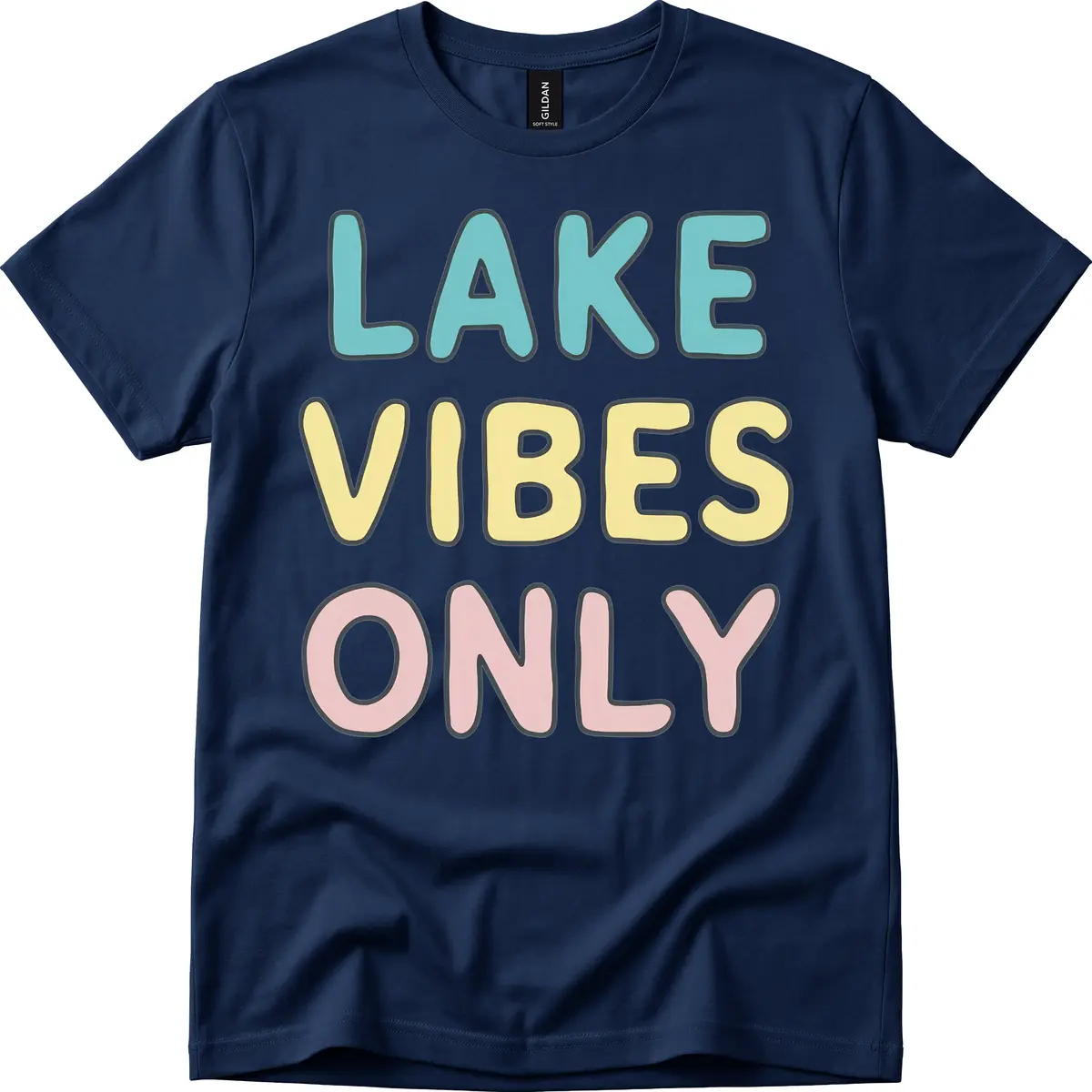Lake Vibes Only Typography T-Shirt in Navy