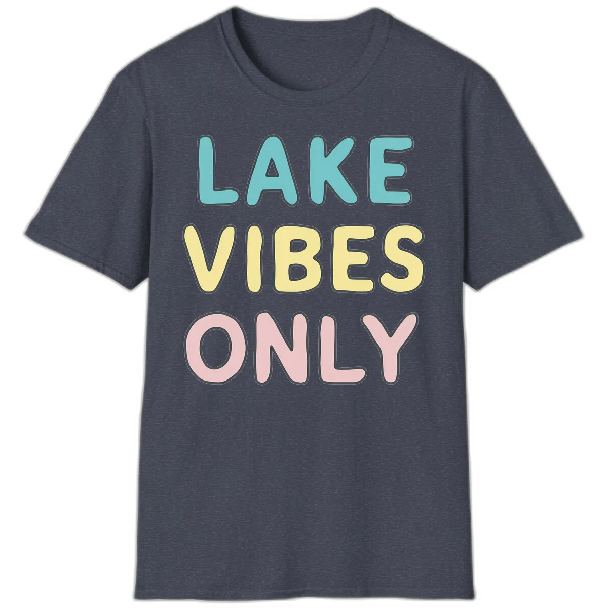 Lake Vibes Only Typography T-Shirt in Heather Navy