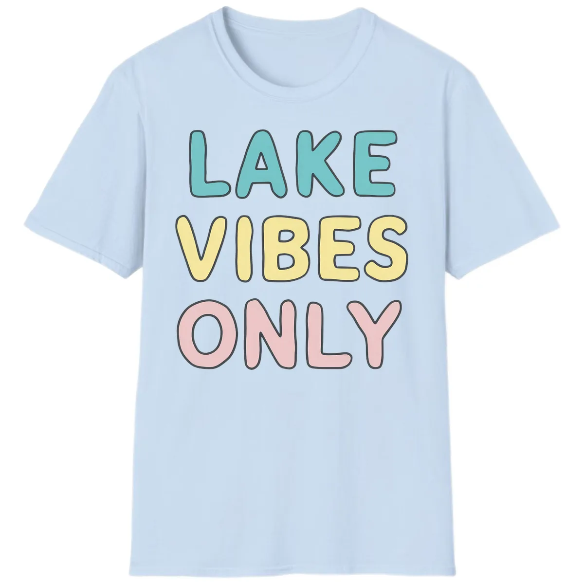 Lake Vibes Only Typography T-Shirt in Light Blue