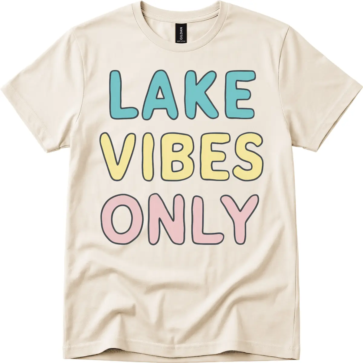 Lake Vibes Only Typography T-Shirt in Natural