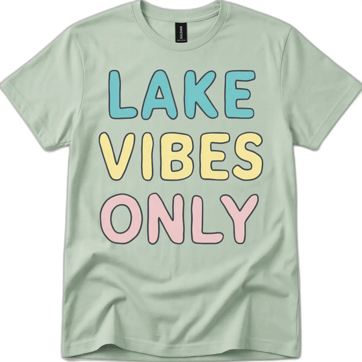 Lake Vibes Only Typography T-Shirt in Sage