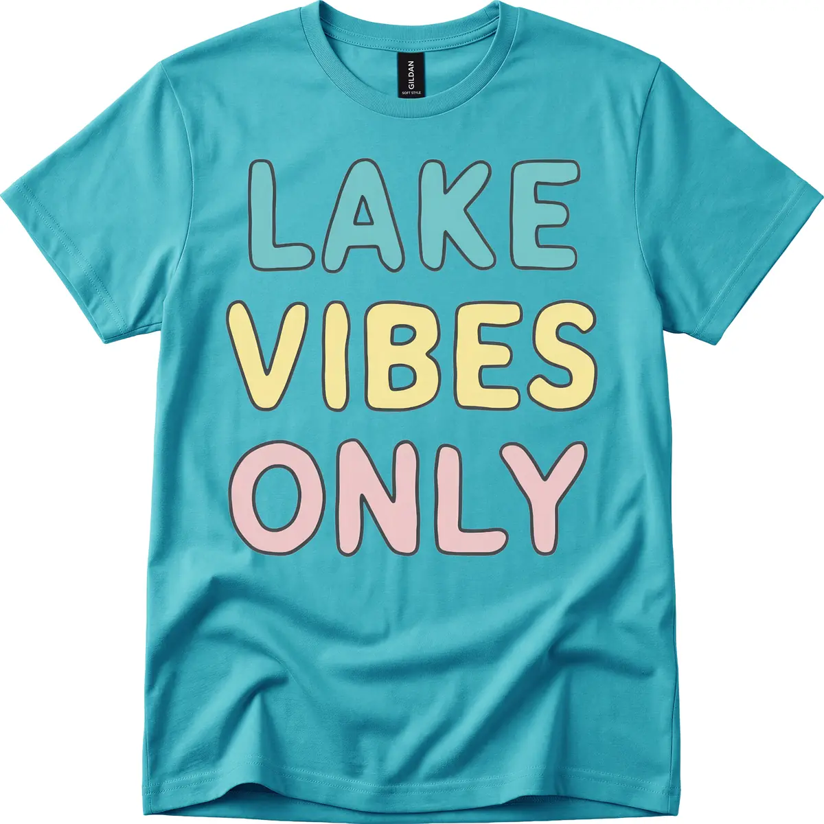 Lake Vibes Only Typography T-Shirt in Tropical Blue