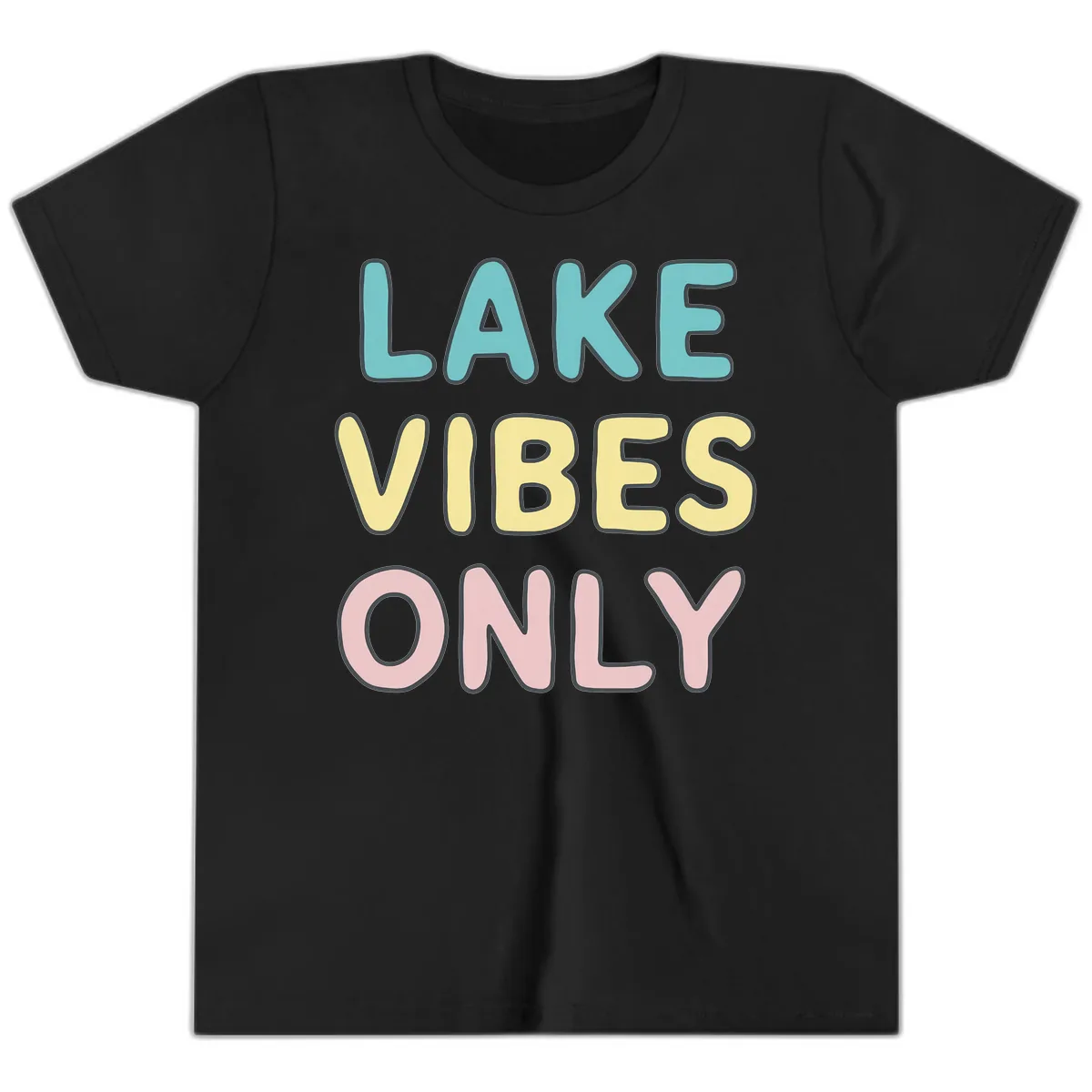 Lake Vibes Only Typography Youth T-Shirt in Black