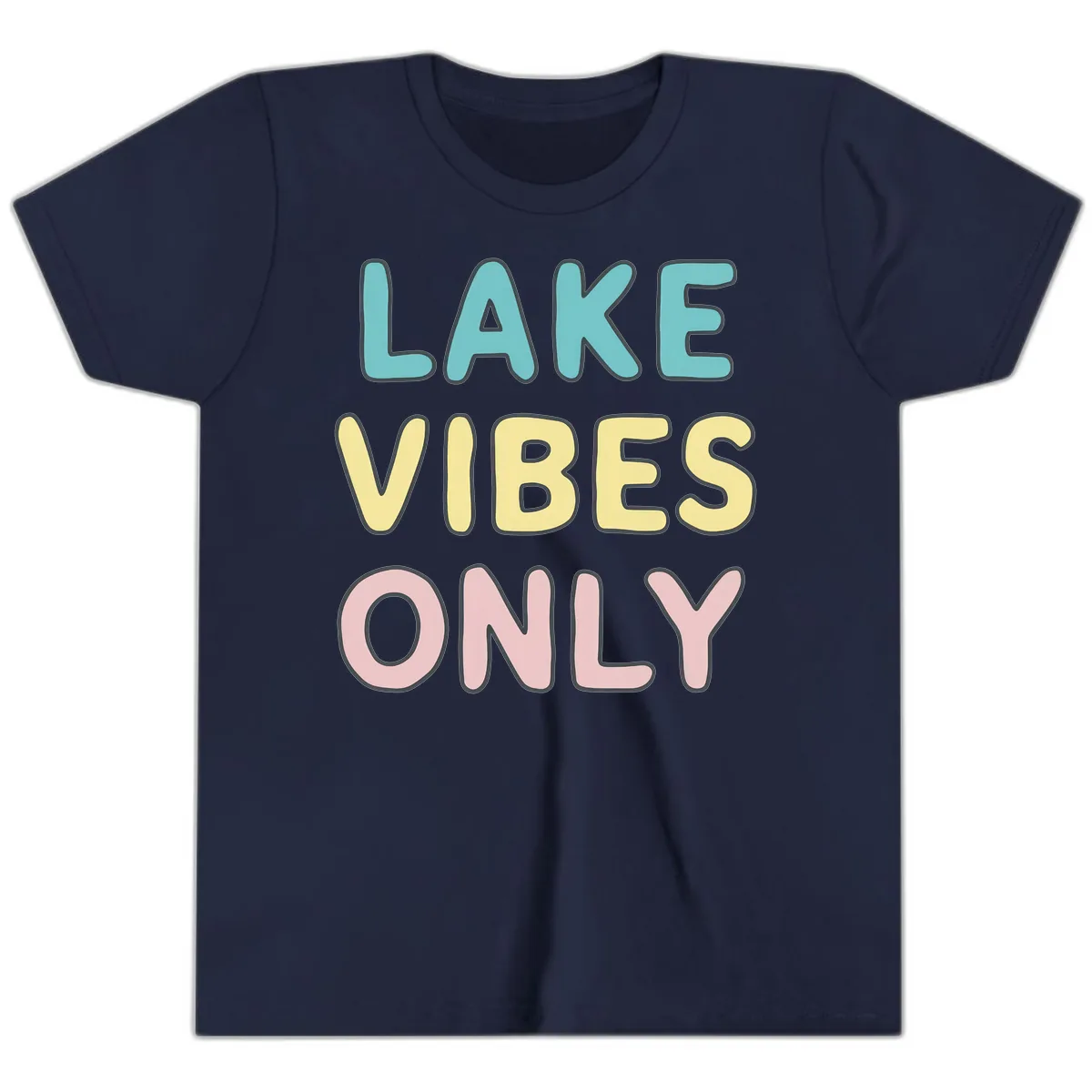 Lake Vibes Only Typography Youth T-Shirt in Navy