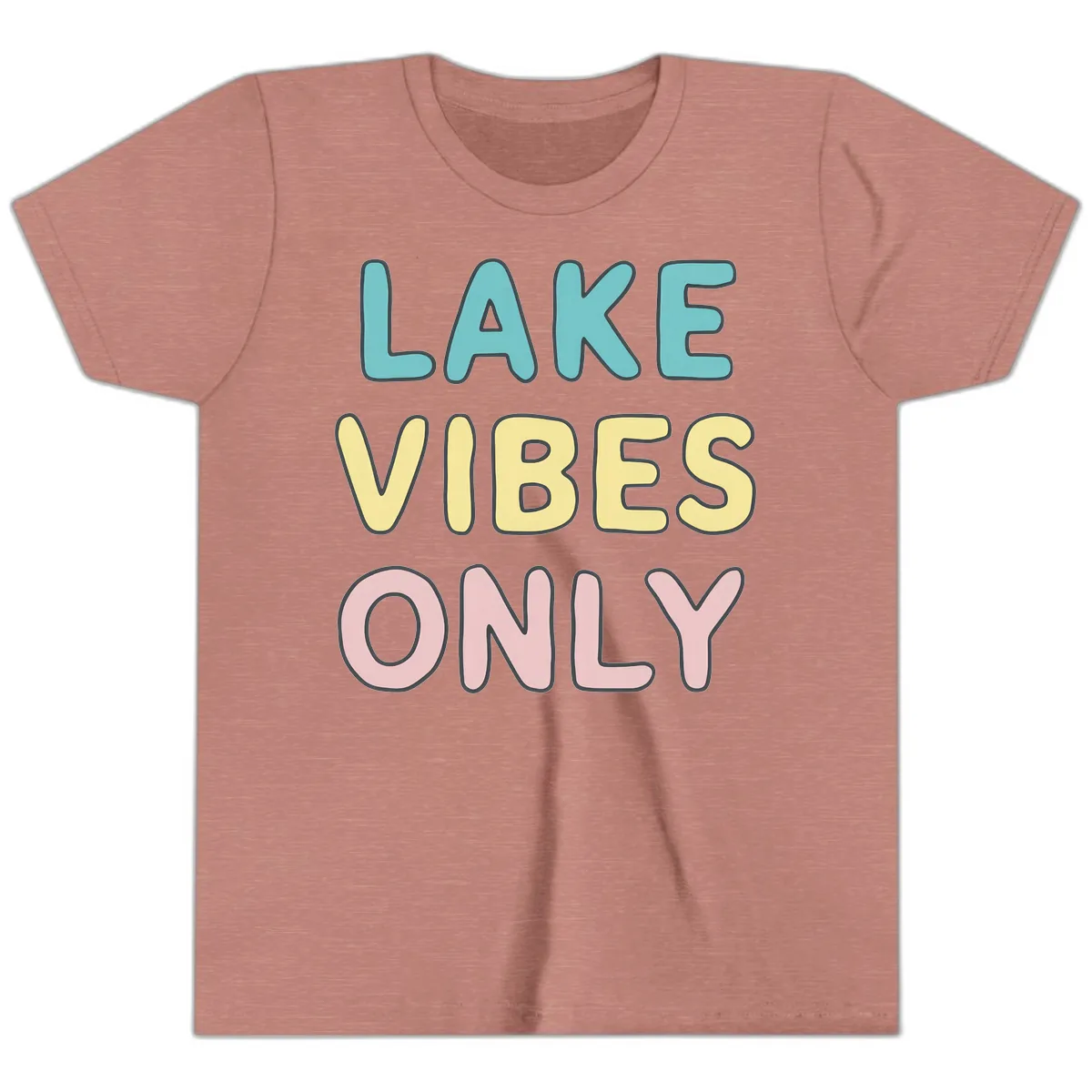 Lake Vibes Only Typography Youth T-Shirt in Heather Mauve