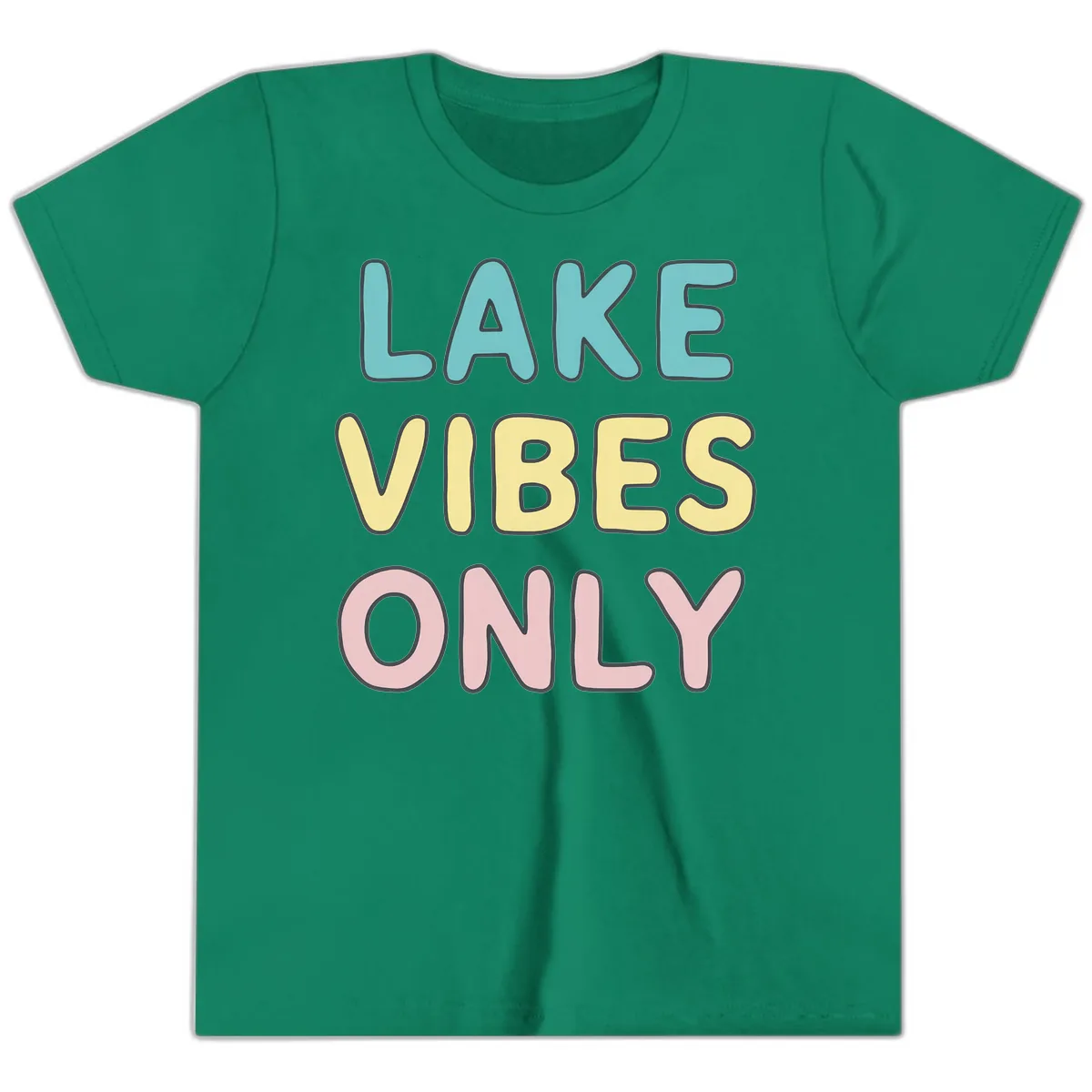 Lake Vibes Only Typography Youth T-Shirt in Kelly