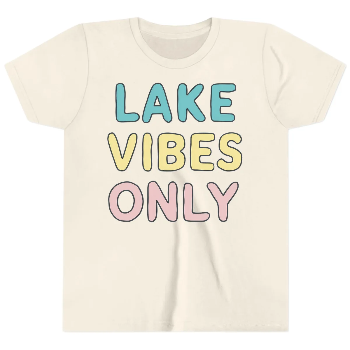 Lake Vibes Only Typography Youth T-Shirt in Natural