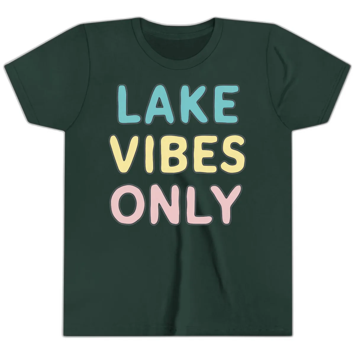 Lake Vibes Only Typography Youth T-Shirt in Forest