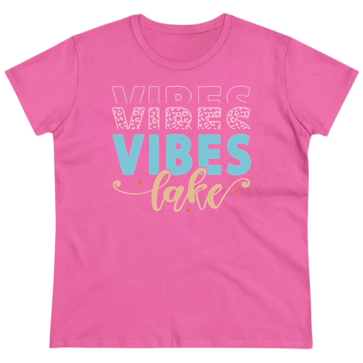 Vibes Lake Life Apparel Ladies Tee in Azalea