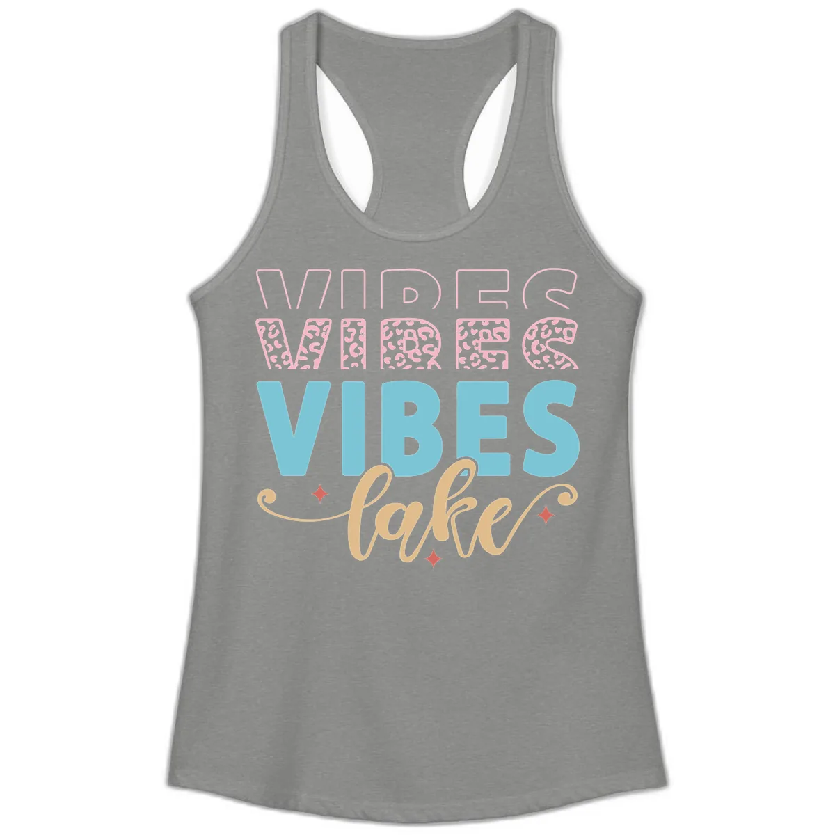 Vibes Lake Life Apparel Ladies Tank in Heather Grey
