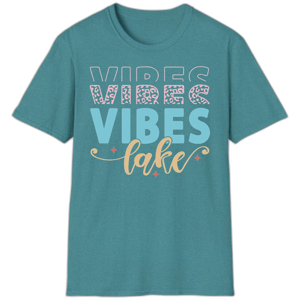 Vibes Lake Life Apparel T-Shirt in Heather Galapagos Blue