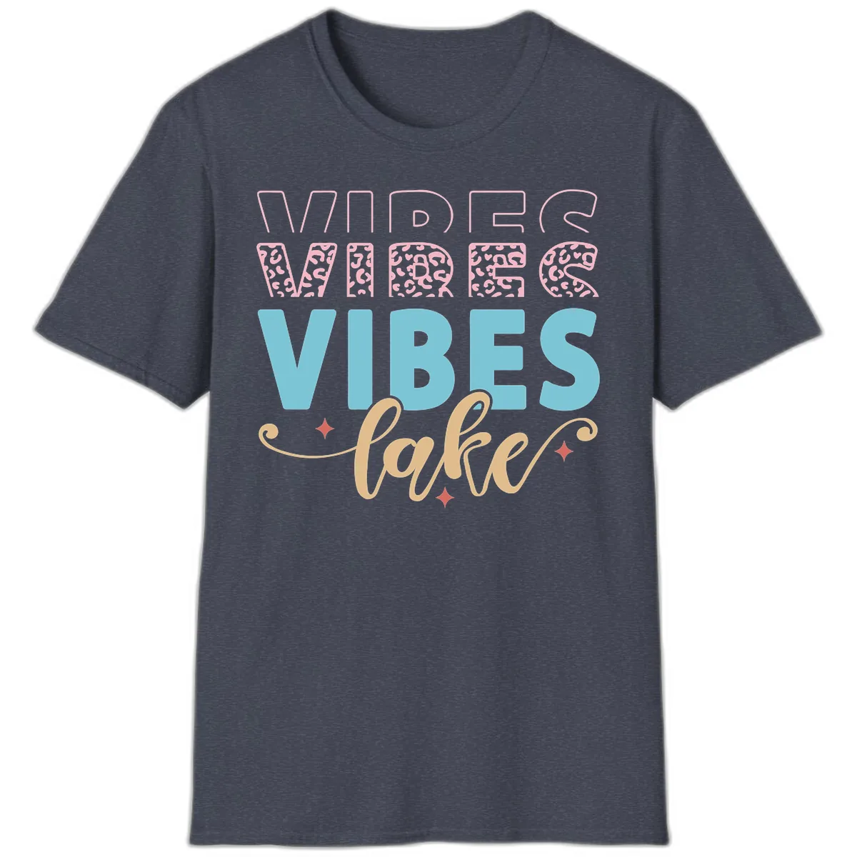Vibes Lake Life Apparel T-Shirt in Heather Navy