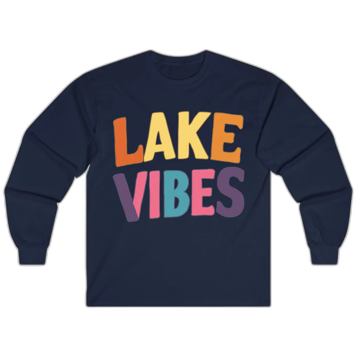 Lake Vibes Typography Design Long Sleeve in Navy